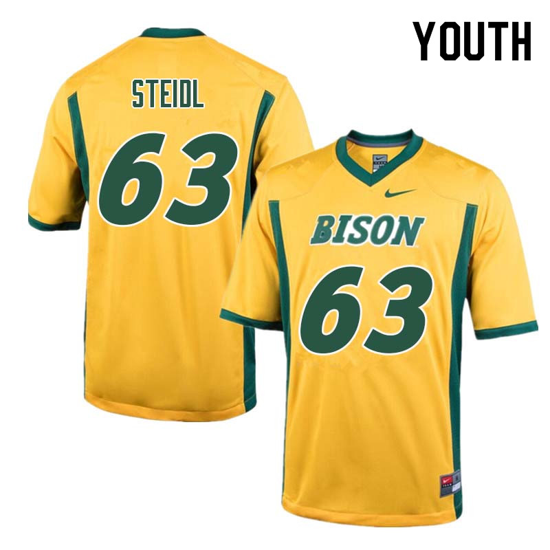 Youth #63 Aaron Steidl North Dakota State Bison College Football Jerseys Sale-Yellow - Click Image to Close